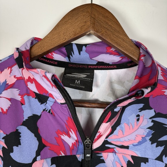 Women's Skechers Performance Full Zip Athletic Jacket Black Pink Purple Medium - Picture 5 of 6